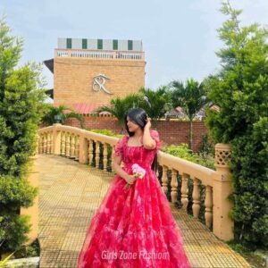Royal Rose Korean Bow Gown(Stiched)